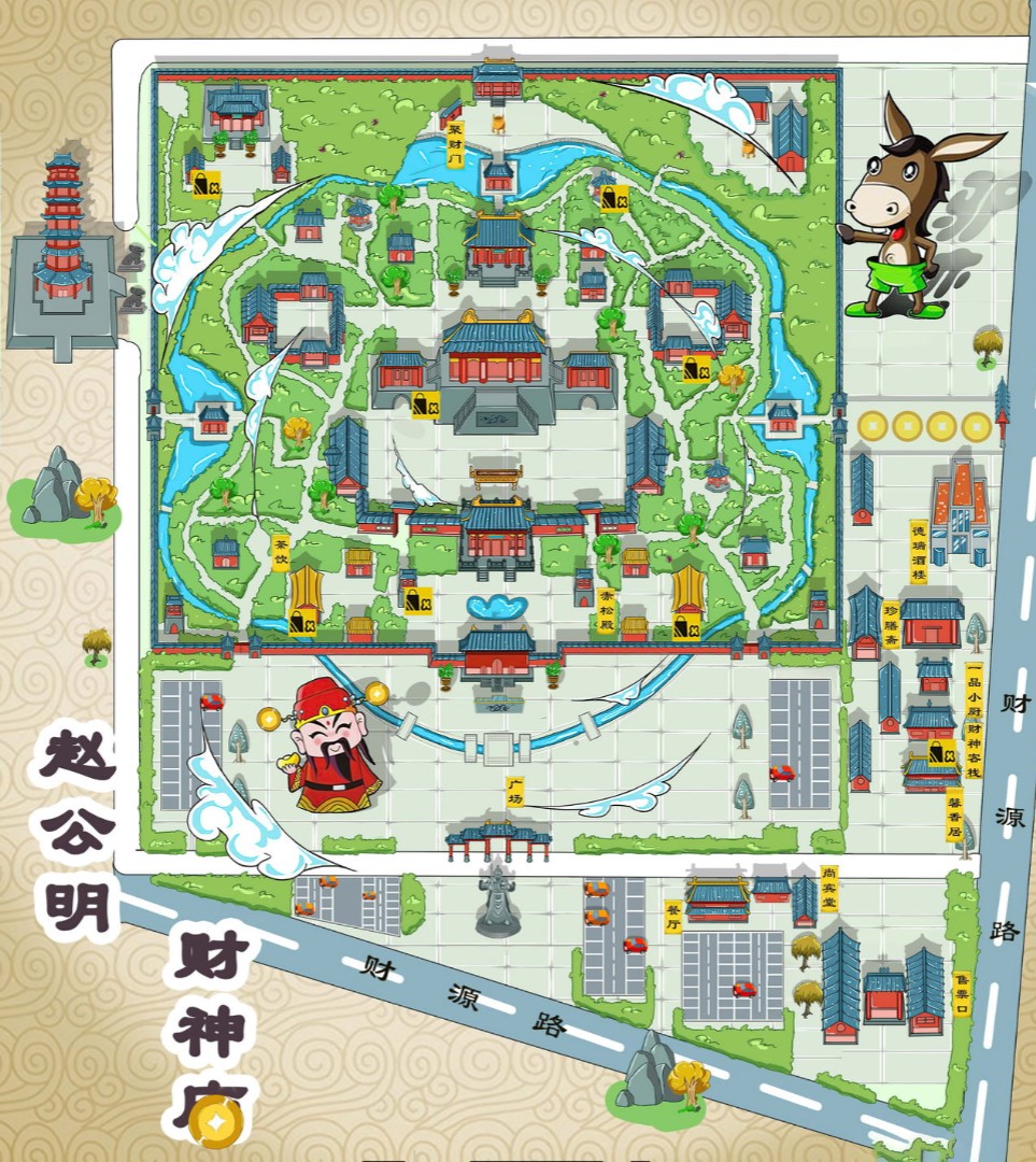 横山寺庙类手绘地图